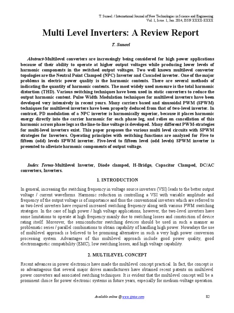 Review of Multilevel Inverters and PWM Techniques | PDF | Power ...