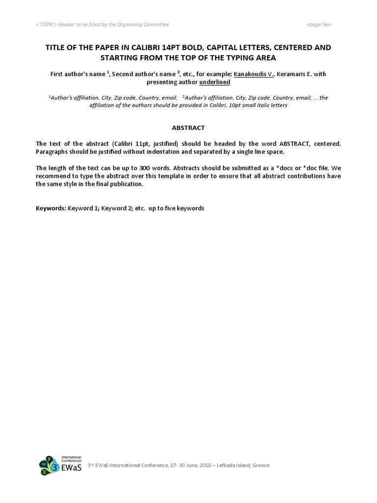 EWaS Conference Abstract Submission Guide | PDF
