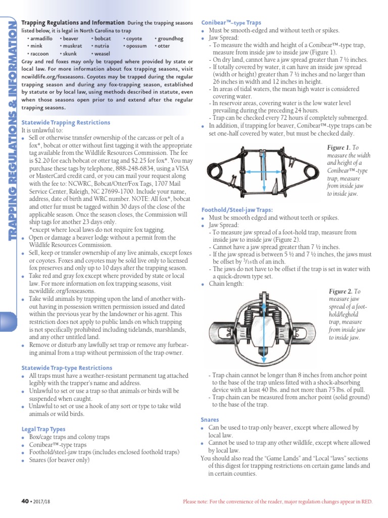 NC Trapping Season Rules, Regulations and Map PDF Trapping