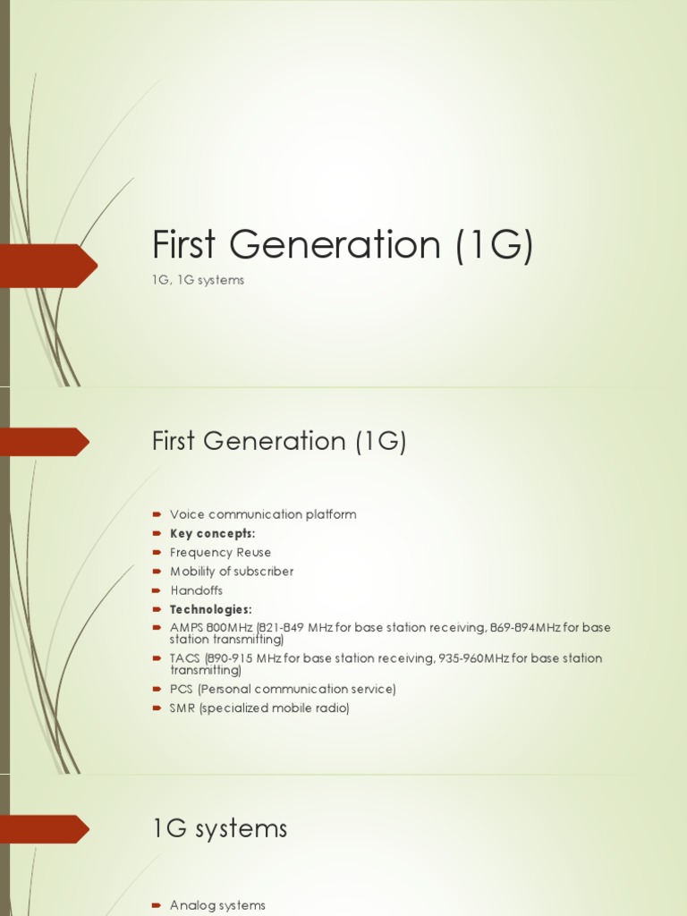 Overview of First Generation Mobile Tech | PDF