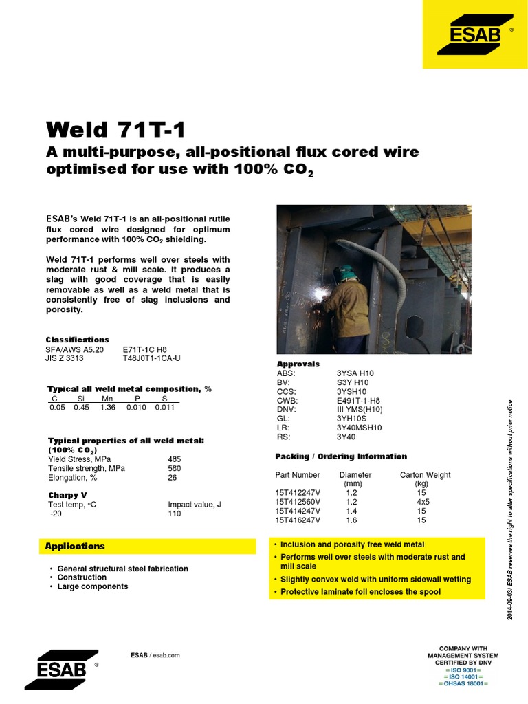 Esab Weld 71T 1 PDF Welding Construction