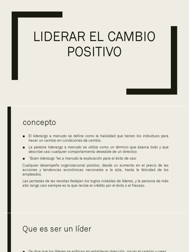 Liderar el Cambio Positivo: Claves y Conceptos | PDF | Liderazgo ...