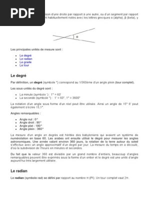 un angle exprime pdf sous unites du degre angle