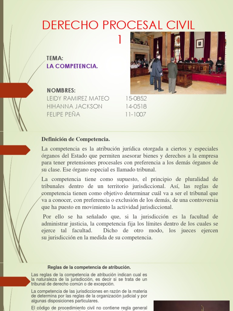 Derecho Procesal Civil 1 | PDF | Competencia (ley) | Jurisdicción
