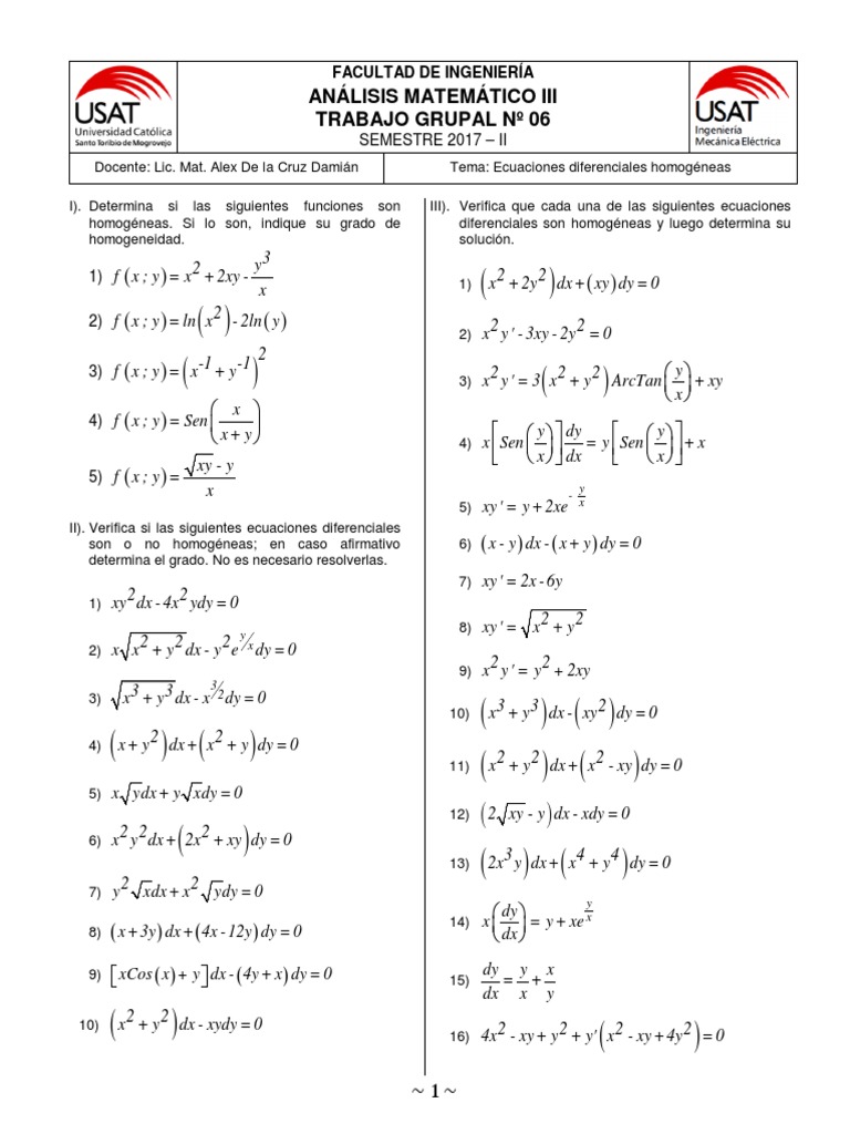 Analisis Matematico Iii Trabajo Grupal 06 Semestre 17 Ii Pdf Ecuaciones Objetos Matematicos