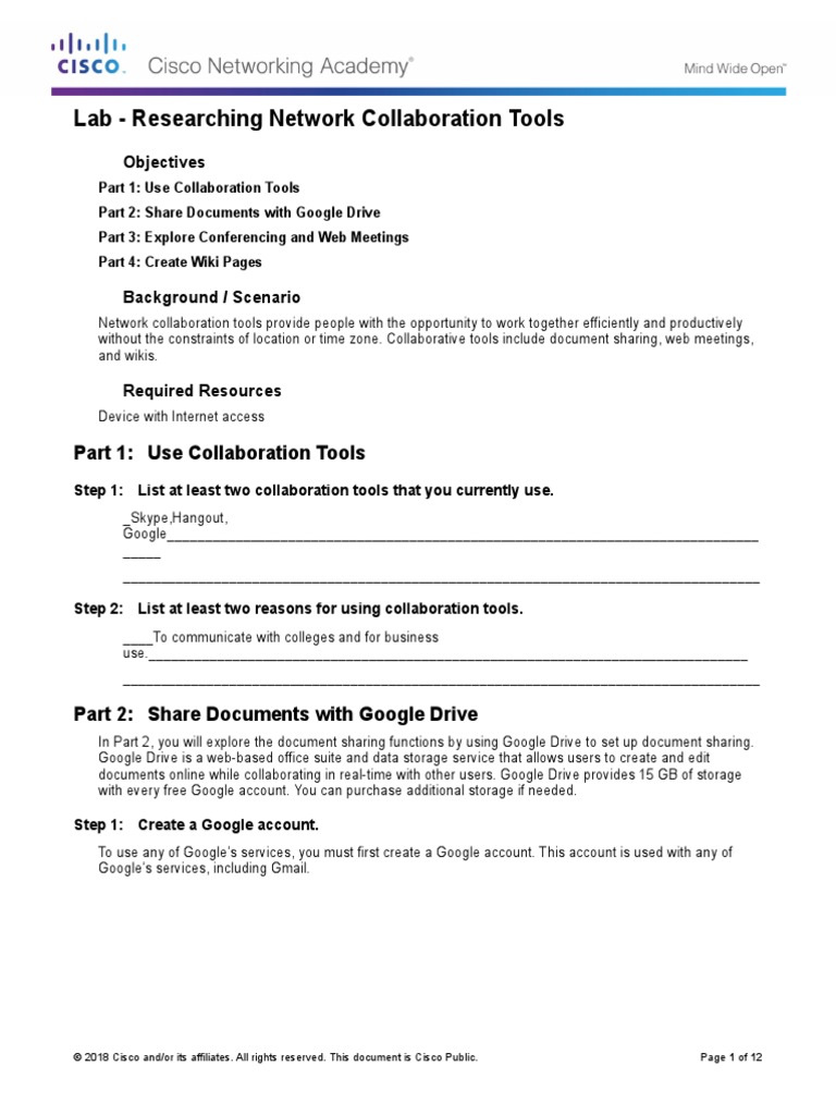 Network Collaboration Tools Lab Guide | PDF | Wiki | Websites