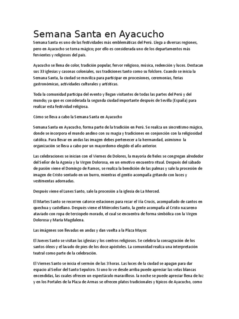Semana Santa en Ayacucho | PDF | Adoración Cristiana Y Liturgia ...