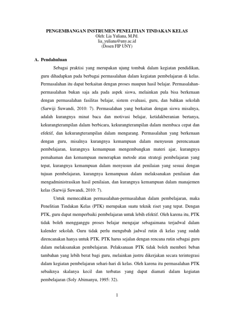 Instrumen PTK untuk Guru | PDF