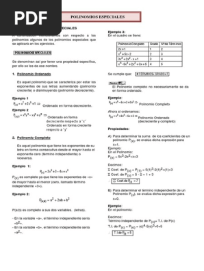 12 Polinomios Especiales Matematica Ciencia General