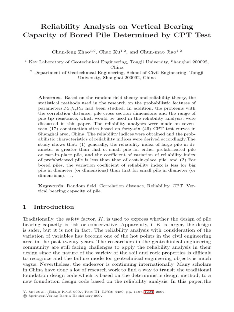 Reliability of Bored Pile Capacity Analysis | PDF | Deep Foundation ...