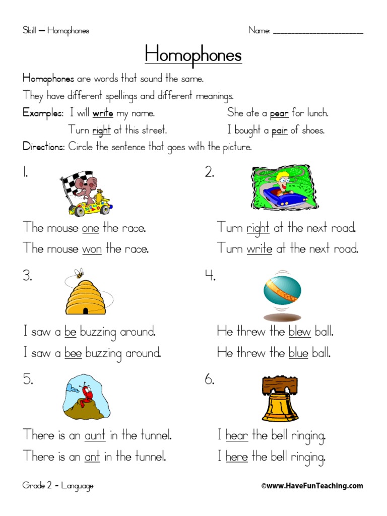 Homophones Worksheet | PDF