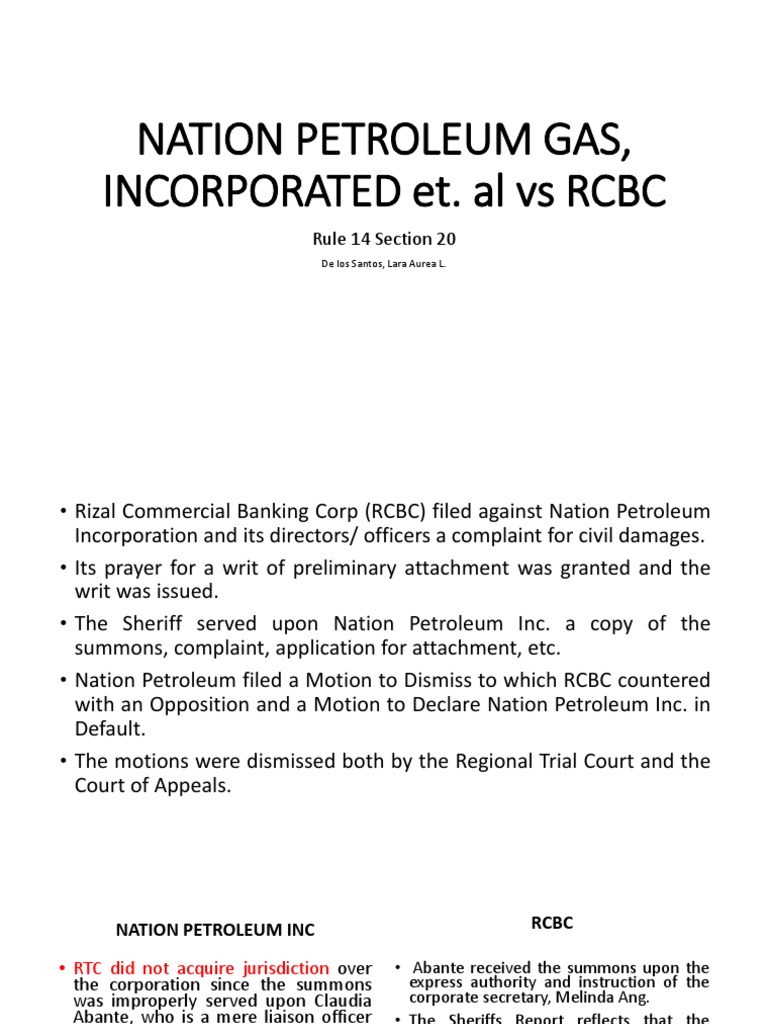 Nation Petroleum Gas, Incorporated Et PDF Service Of Process