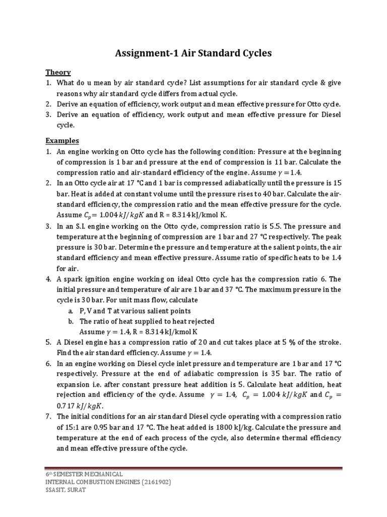 Internal Combustion Engine Assignments | PDF | Internal Combustion ...