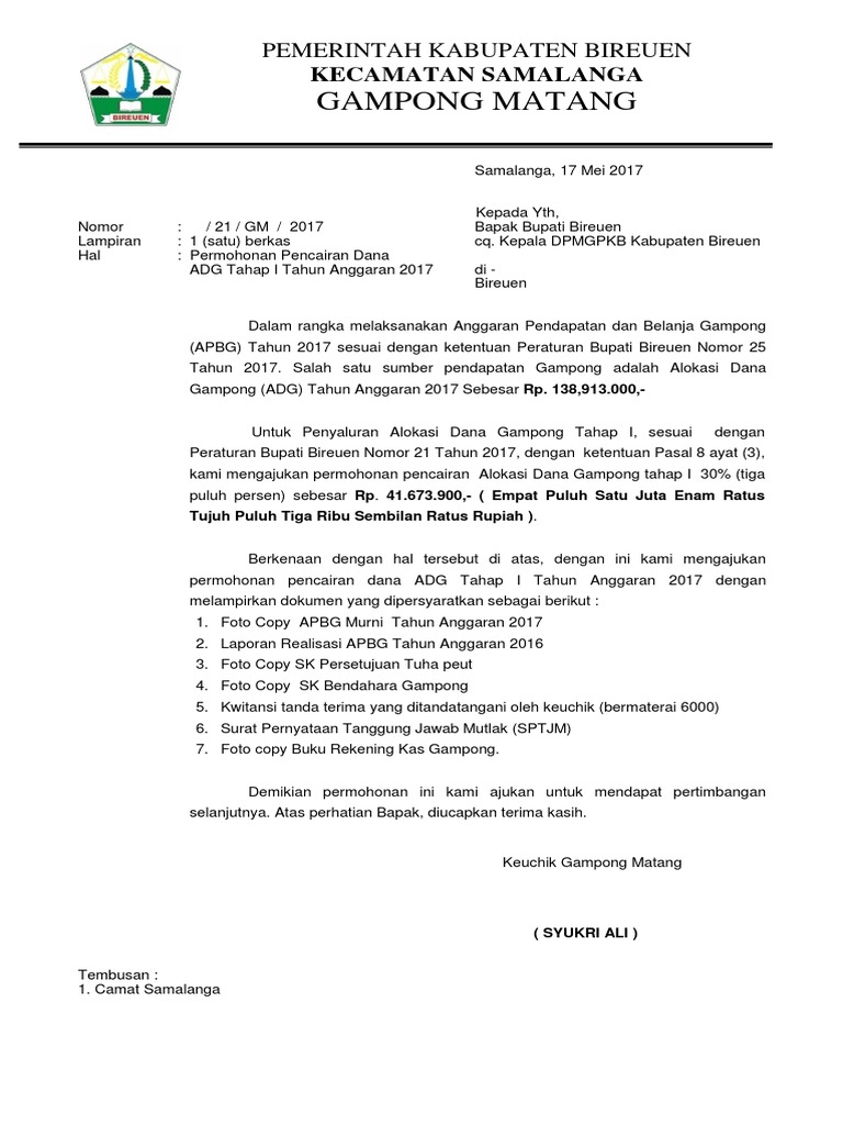 1. Surat Pengantar,