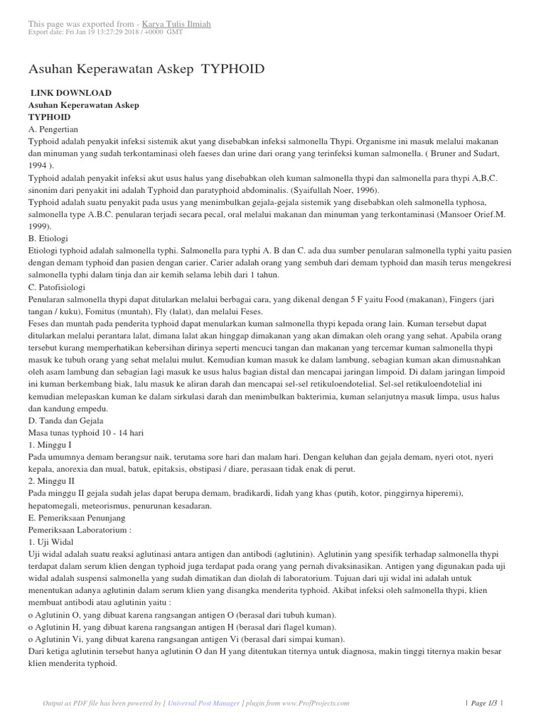 Asuhan Keperawatan Askep TYPHOID