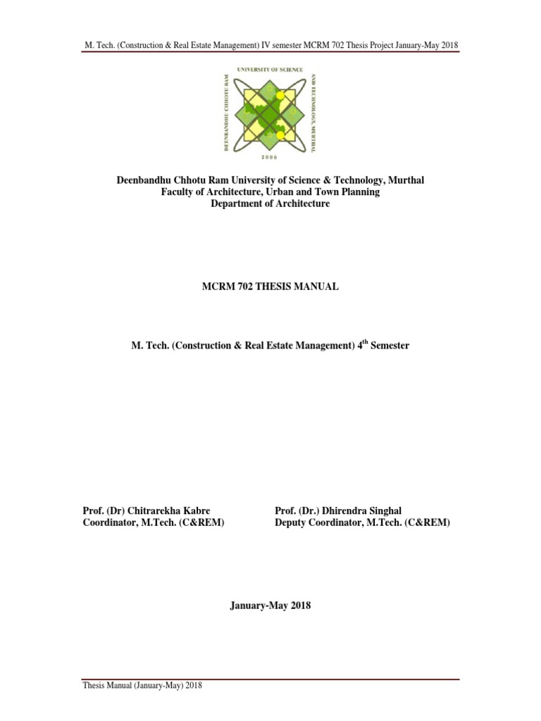 M.tech - Thesis 2017-18 Manual | PDF | Thesis | Plagiarism