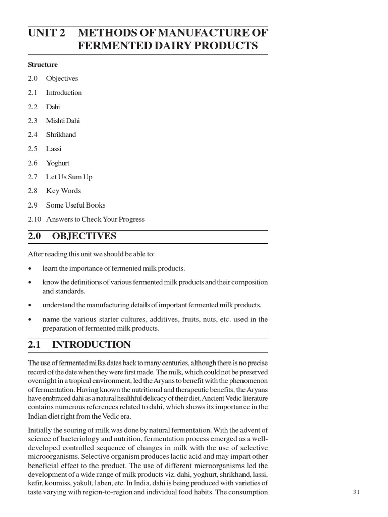 Fermented Dairy Products Overview | PDF | Yogurt | Powdered Milk