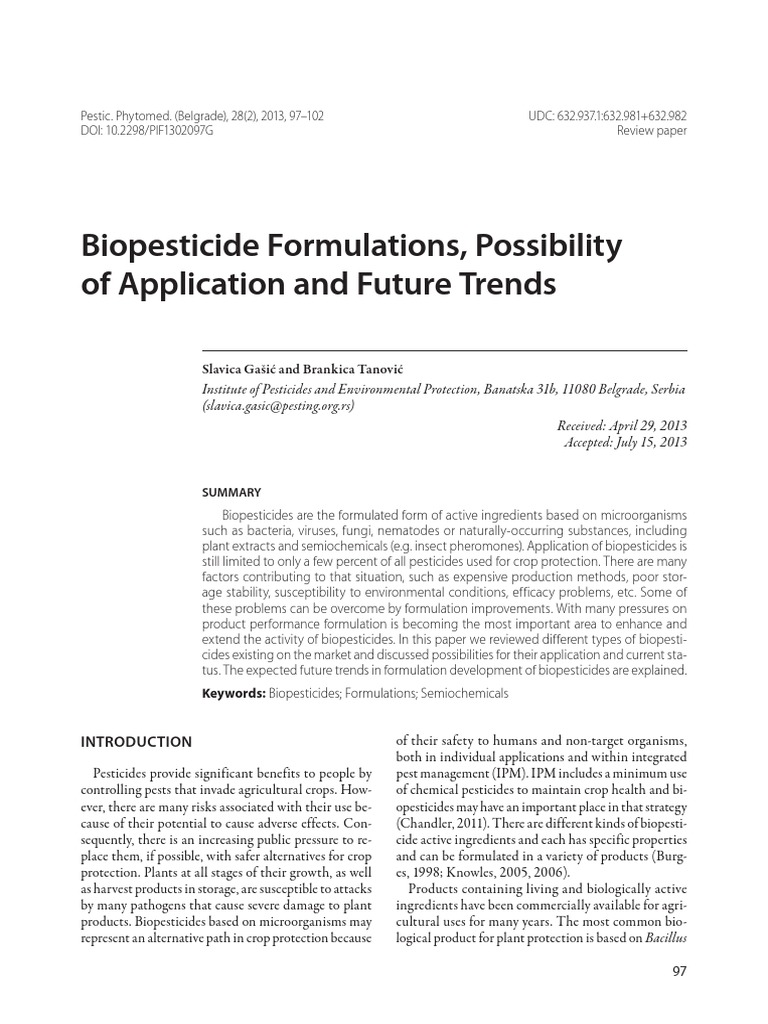 Biopesticide Formulation Trends and Challenges | PDF | Emulsion | Pesticide