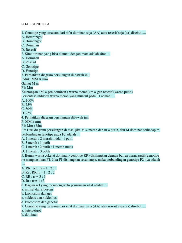 Soal Genetika Kelas Ix