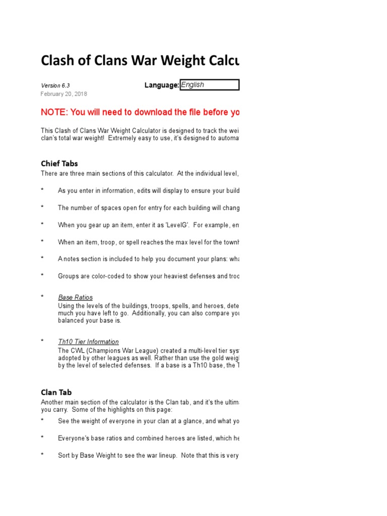 Clashofclanswarweightcalculator6 3 Pdf