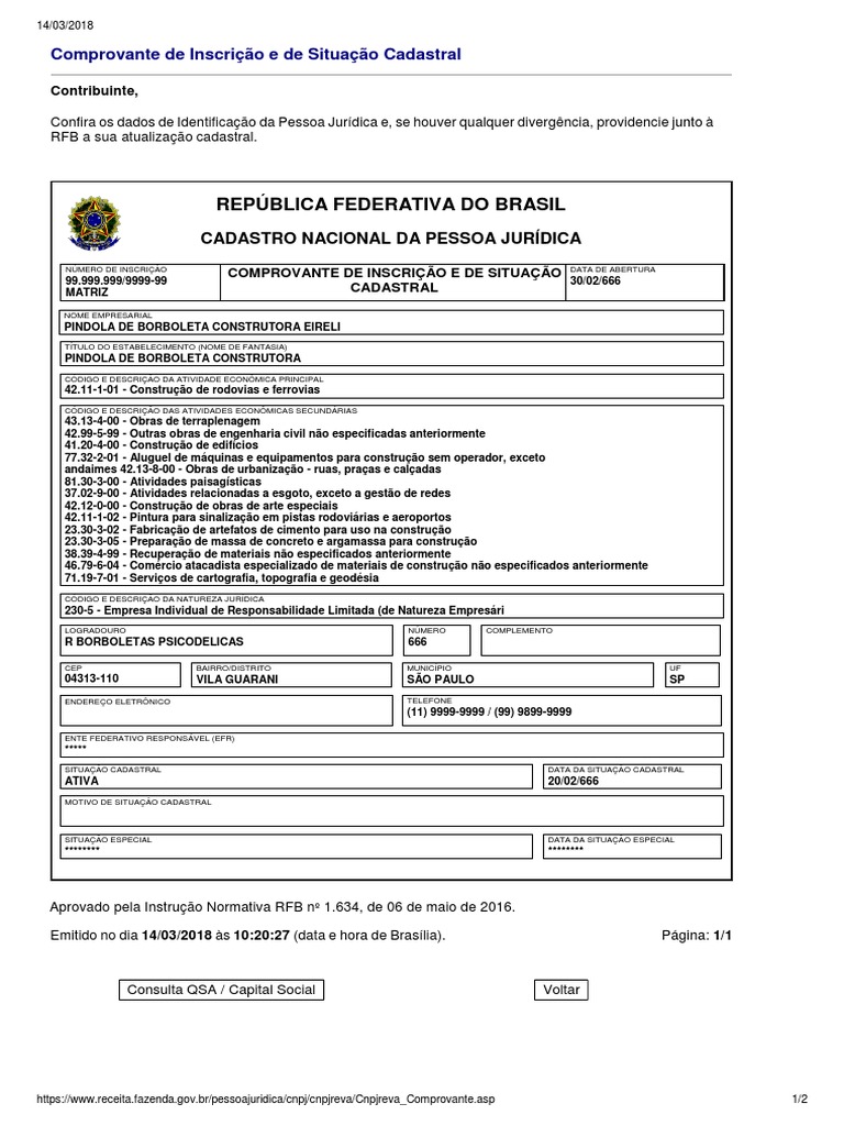 Comprovante de Inscrição e de Situação Cadastral | PDF | Business