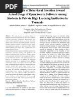An Analysis of Behavioral Intention toward Actual Usage of Open Source Software among Students in Private High Learning Institution in Tanzania