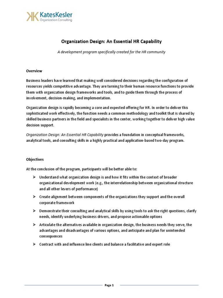 Kates Kesler HR Org Design Program Overview 2012 | PDF | Strategic ...