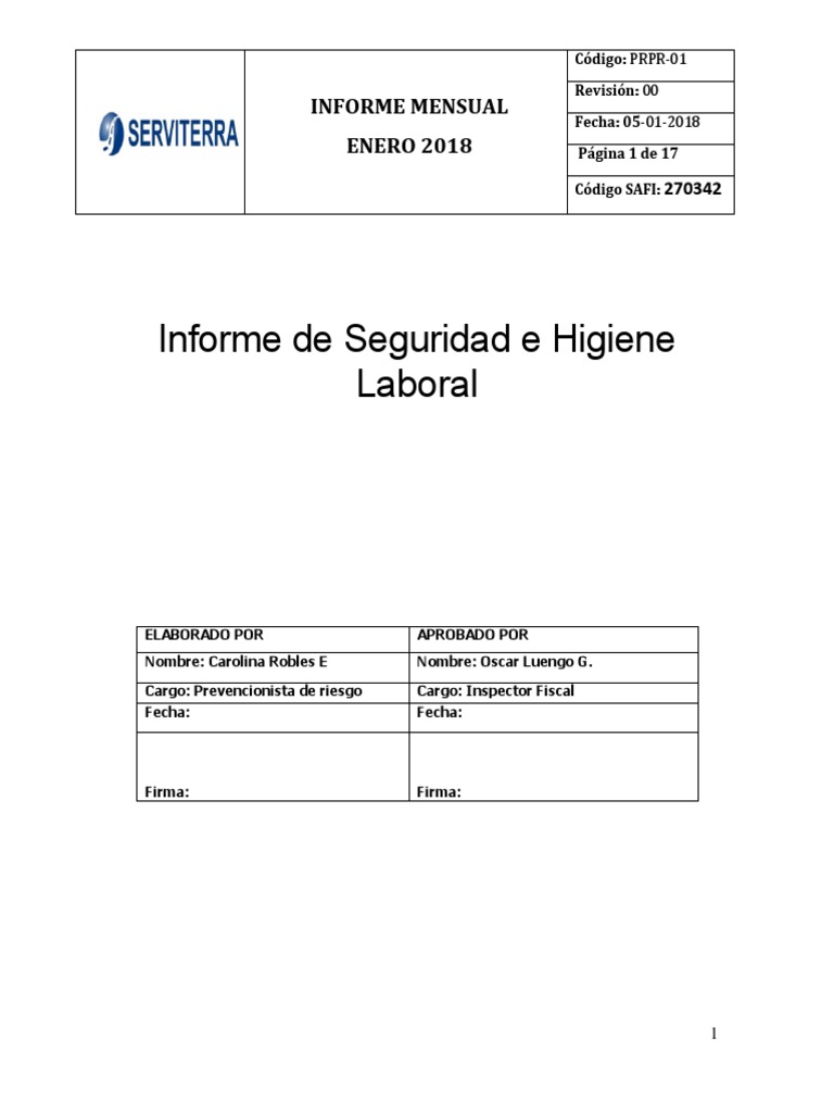 Informe de Seguridad e Higiene Laboral | Agua | Residuos
