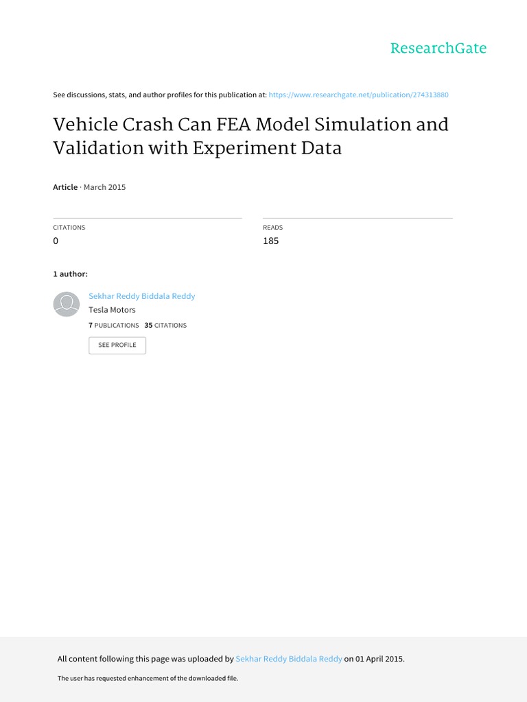 Vehicle Crash Can FEA Model Validation | PDF | Ultimate Tensile ...