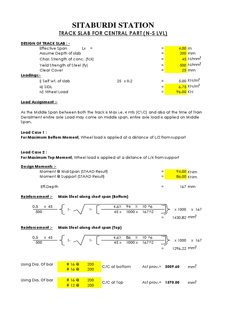 Track Slab Design Calculations | PDF | Strength Of Materials ...