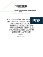Modelo Genérico de Evaluación Del Entorno de Aprendizaje Carreras 2 0 Marzo 2015 Final PDF