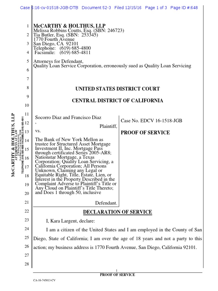 Proof of Service for Court Documents | PDF | Social Institutions ...