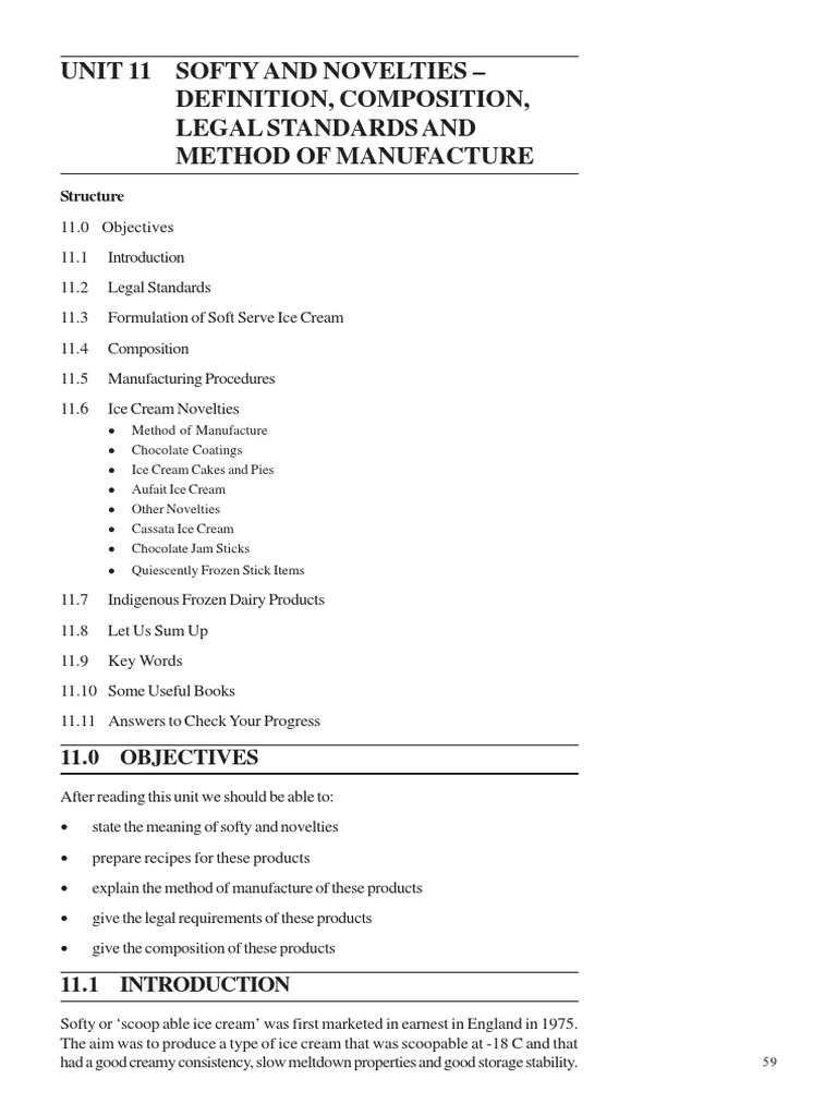 Unit 11 Softy and Novelties Definition, Composition, Legal Standards