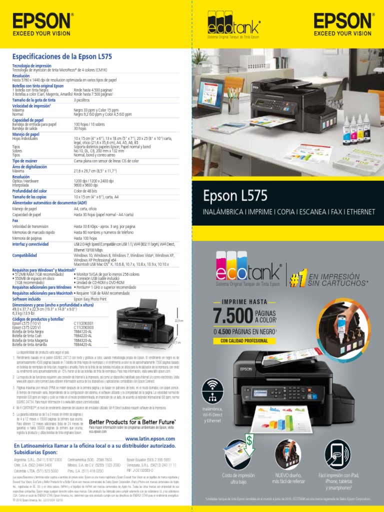 Manual Epson L575 Impresora Wifi