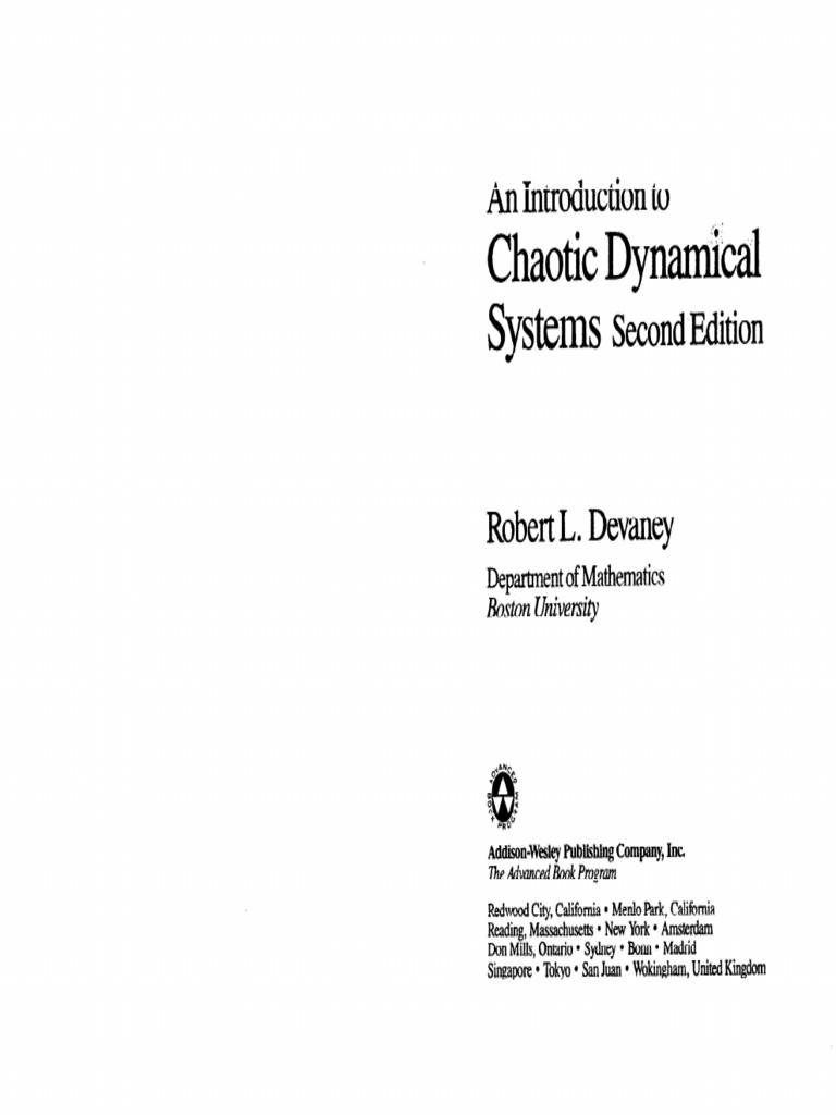 CHAOTIC DYNAMICAL SYSTEMS 3rd Ed Devaney An Introduction To