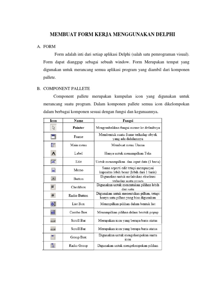 Membuat Form Kerja Menggunakan Delphi | PDF | Karier & Perkembangan ...