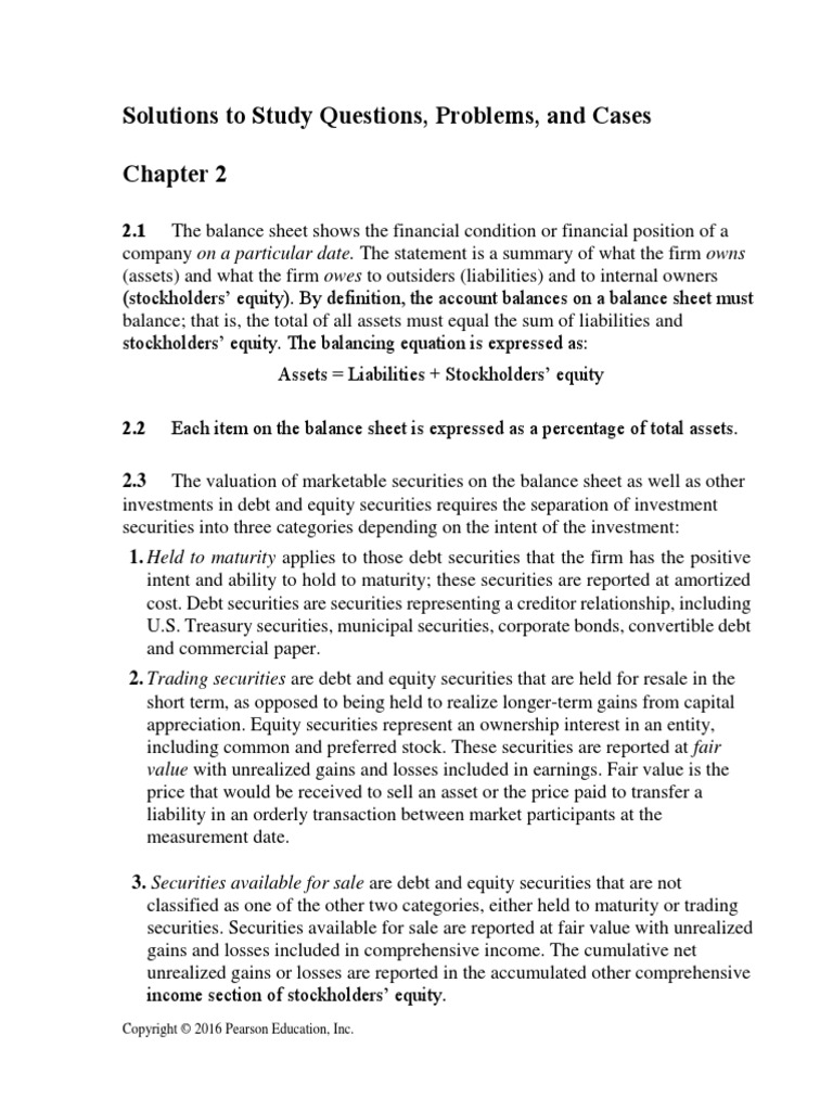 Understanding Financial Statements Solutions Chapter 2 | PDF | Equity ...