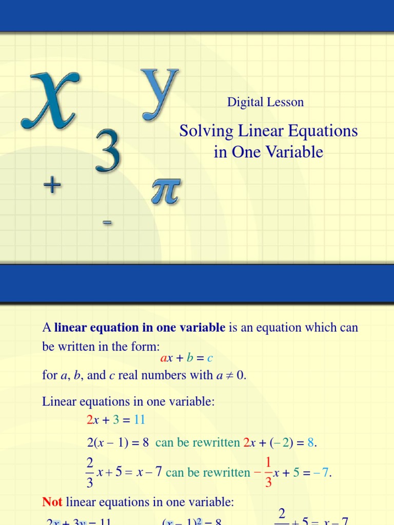 what is linear equations in english