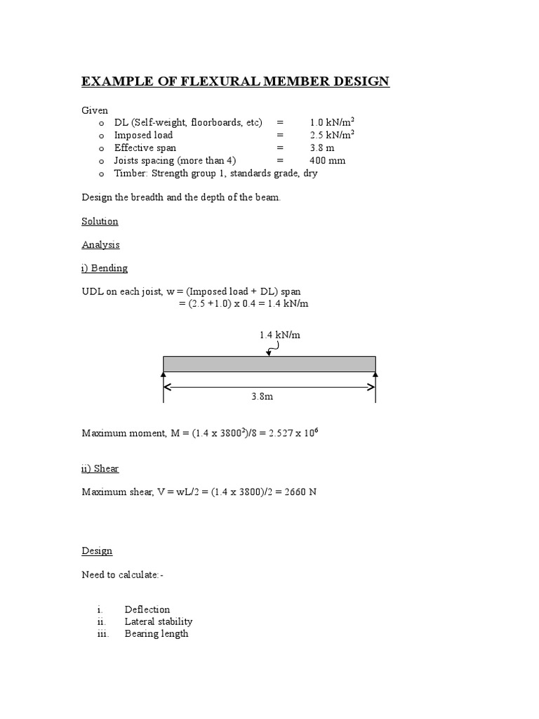 Example Flexural Member Timber Bending Beam (Structure)