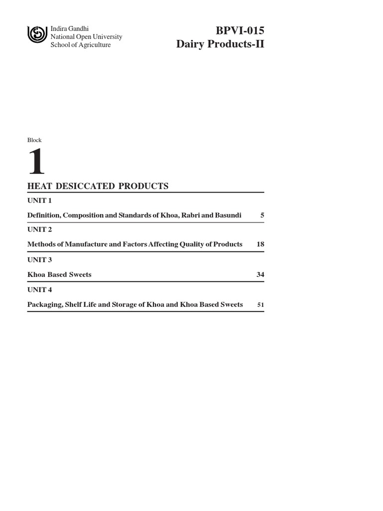 Definition, Composition and Standards of Khoa, Rabri and Basundi PDF Powdered Milk Milk