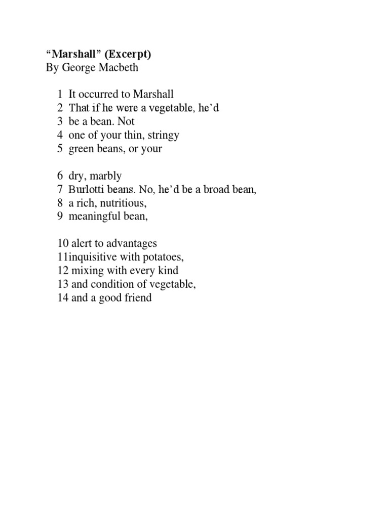Marshall Macbeth Poem PDF