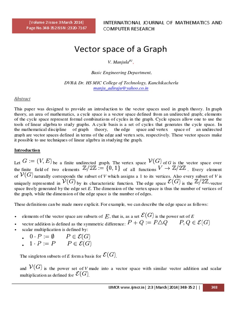 Vector Spaces in Graph Theory | PDF | Vector Space | Linear Subspace