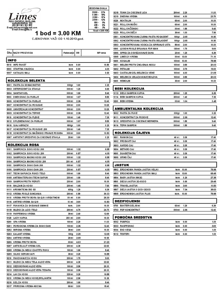 Limes BIH Cenovnik PDF PDF