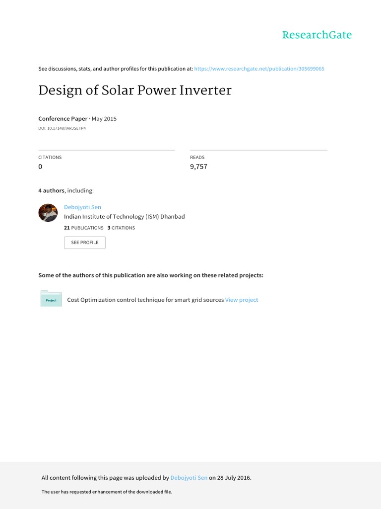 Design of Solar Power Inverter | PDF | Power Inverter | Direct Current
