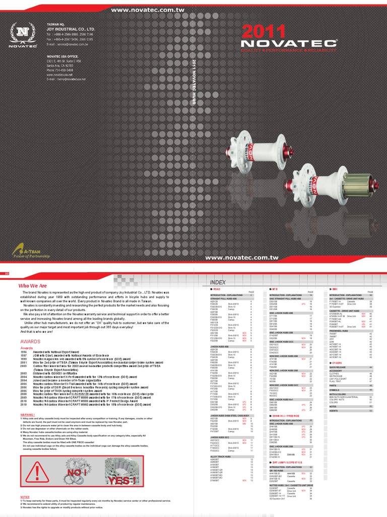 Novatec Bicycle Hubs Overview | PDF | Vehicle Technology | Human ...