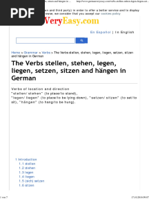 The Verbs Stellen, Stehen, Legen, Liegen, Setzen, Sitzen and Hängen in German PDF