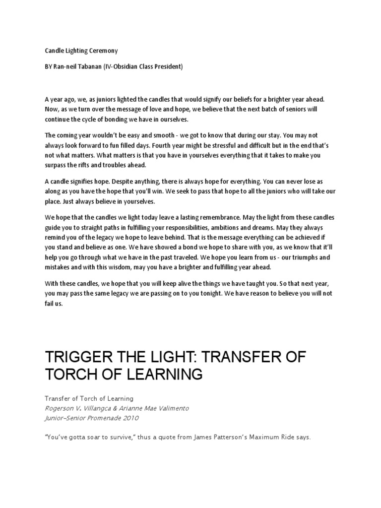 Candle Lighting Message PDF Religion And Belief