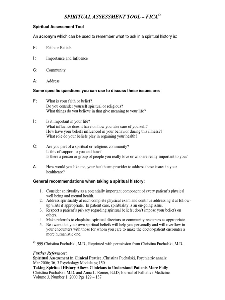 End of Life Summit FICA References PDF | PDF | Health Care | Spirituality