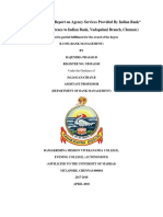 "In-Bank Training Report On Agency Services Provided by Indian Bank" (With Special Reference To Indian Bank, Vadapalani Branch, Chennai.)