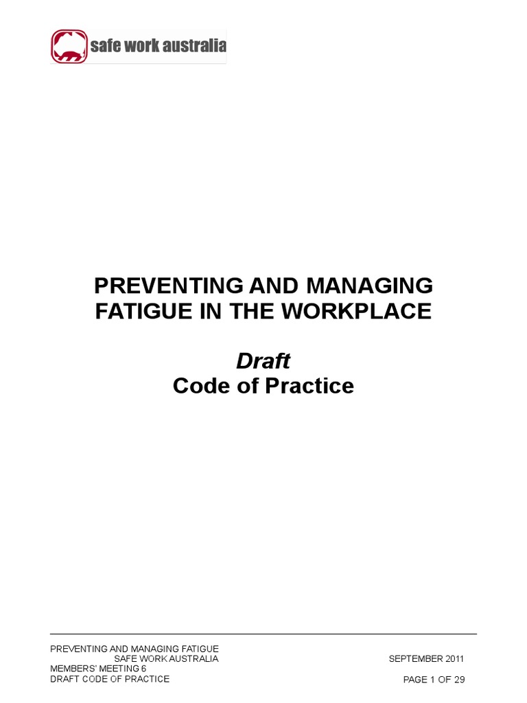 Fatigue Management Code of Practice | PDF | Shift Work | Occupational ...
